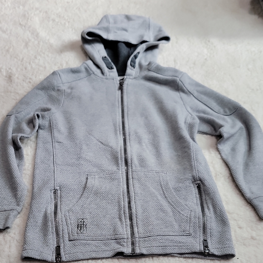 F&F Kids 9-10 Gray Zip Up Textured Hoodie
